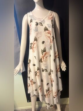 Papillon Blanc Cream Maxi Dress with Blush Floral Print
